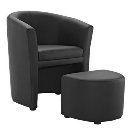 EAST END IMPORTS Divulge Wood Armchair and Ottoman- Black EEI-1407-BLK